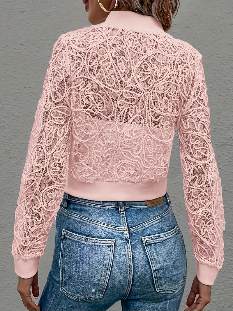 Short Embroidered Women's Bomber Jacket