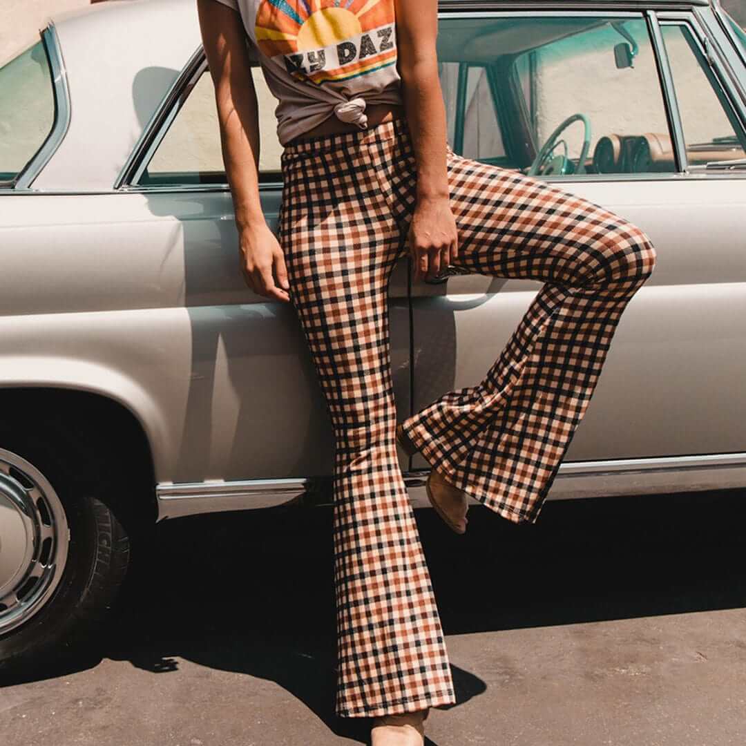 Trendy Checked Wide Leg Pants