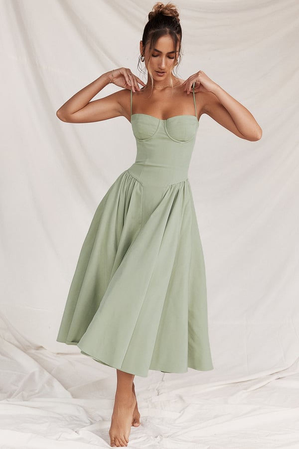 Billie | Sleeveless midi dress with corset cut