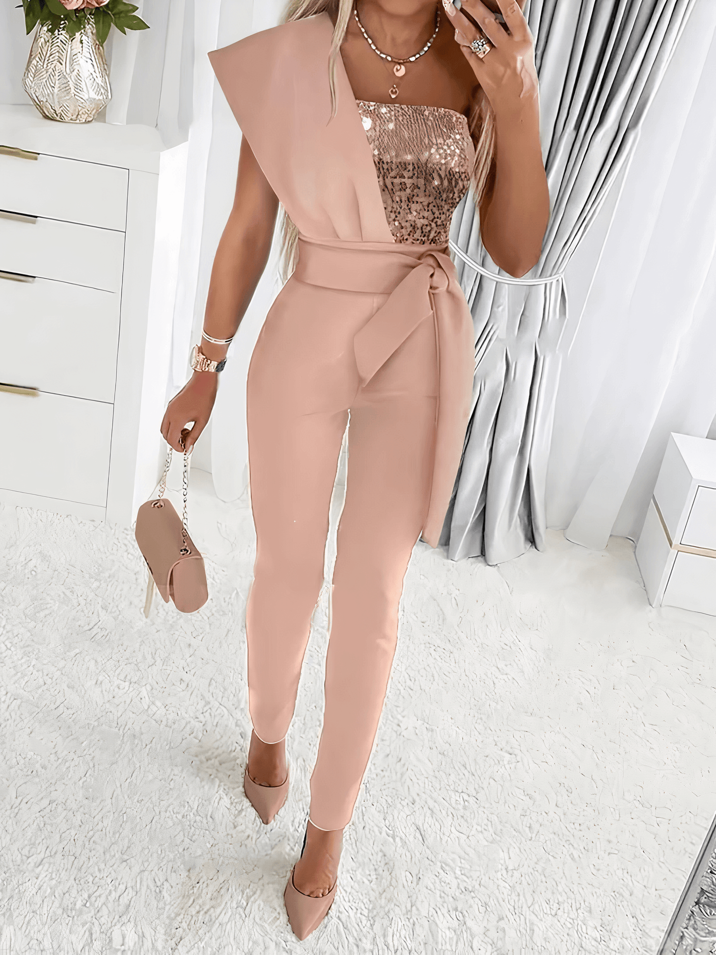 Sequined Fitted Jumpsuit for Ladies