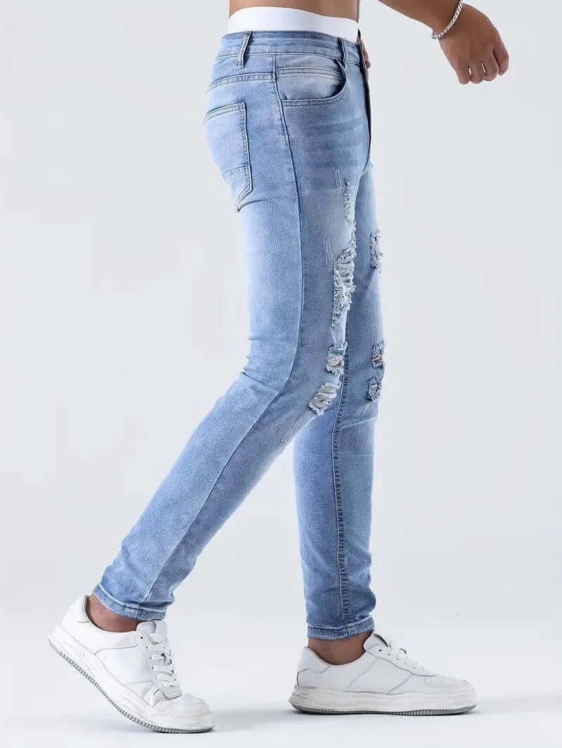 Skinny Fit Distressed Stretch Denim Jeans