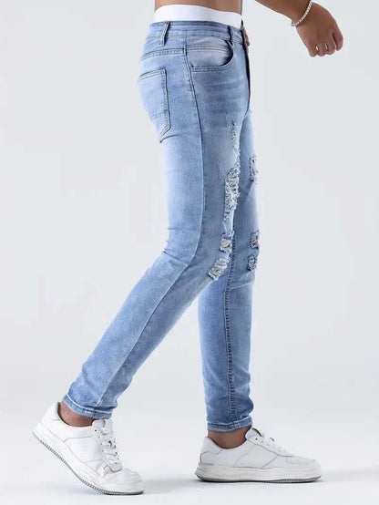Skinny Fit Distressed Stretch Denim Jeans