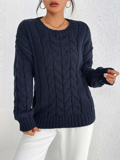 Relaxed Fit Cable Knit Sweater