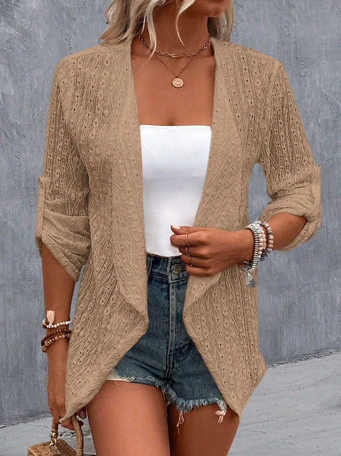 Ladies' Lace Trim Short Sleeve Sweater