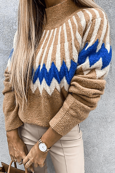 Ladies' Patterned Crew Neck Sweater