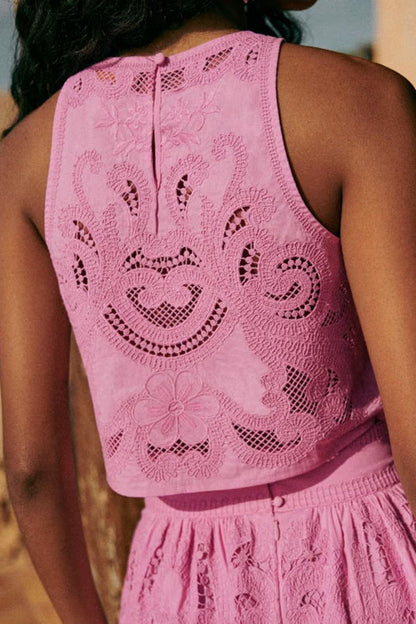 Florence | Lace Set – Pink Floral Top and Shorts 6