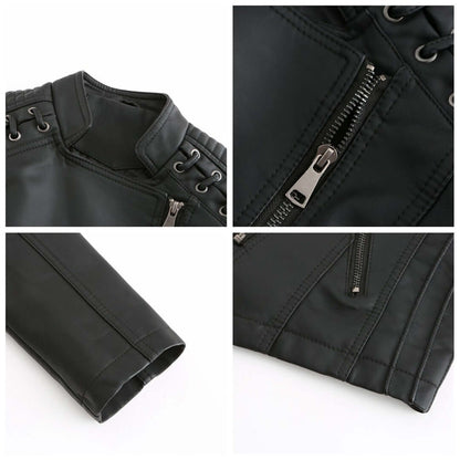 Ladies Vegan Leather Motorcycle Jacket