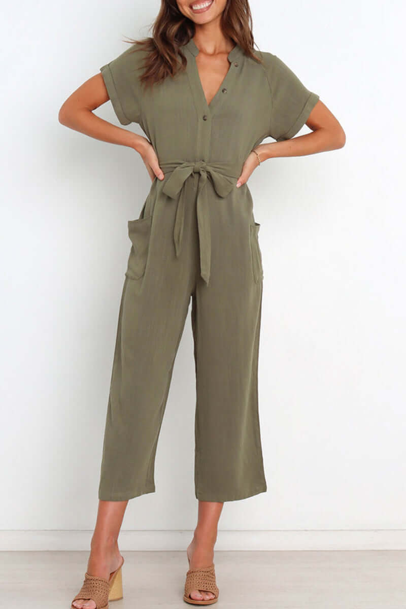 Ladies' Classic V-Neck One-Piece Jumpsuit