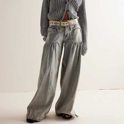 Loose Fit Womens Distressed Denim Jeans Pants