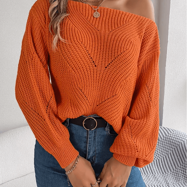Feminine Cold Shoulder Knit Jumper