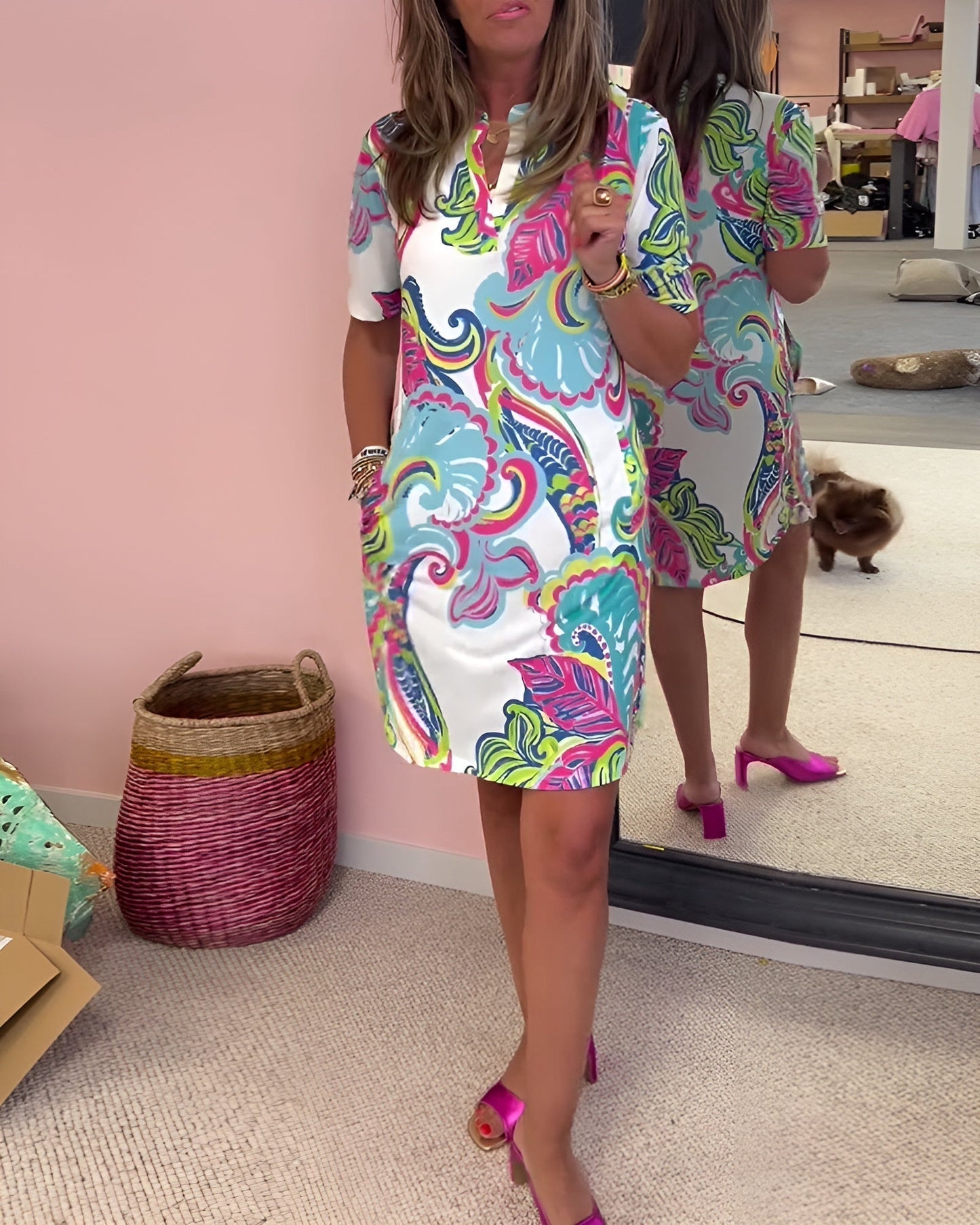 Comfortable Floral V-Neck Summer Dress - Luxivelle