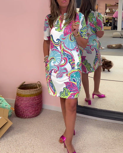 Comfortable Floral V-Neck Summer Dress - Luxivelle