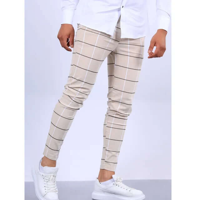 Relaxed Fit Plaid Trousers for Men