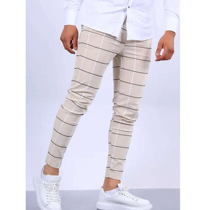 Relaxed Fit Plaid Trousers for Men