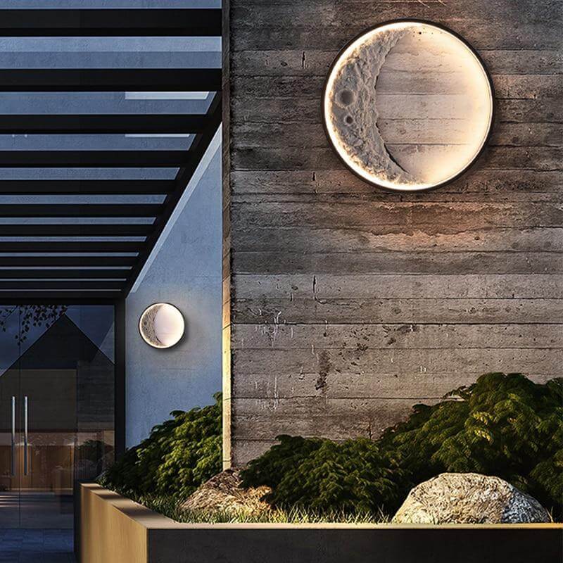 Contemporary Crescent LED Outside Wall Lamp
