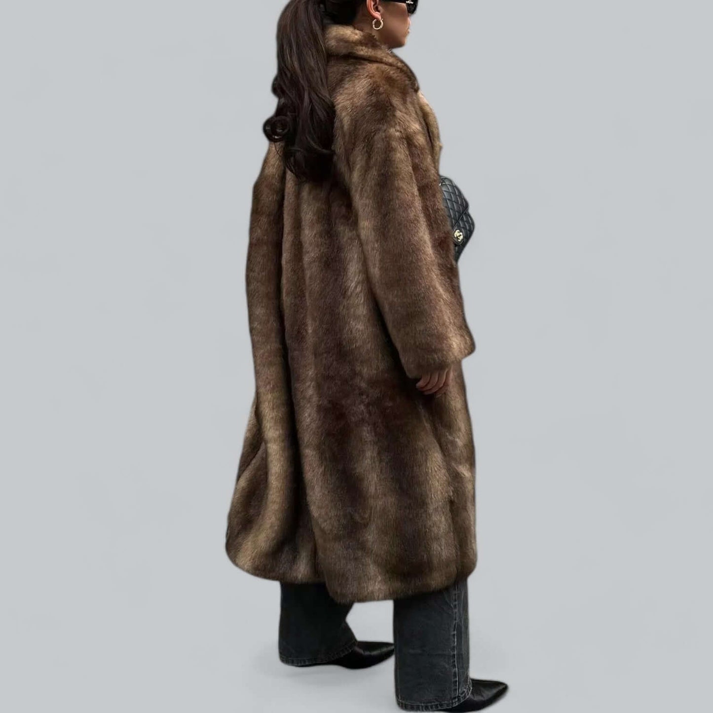 Luxurious Fake Fur Winter Trench Coat