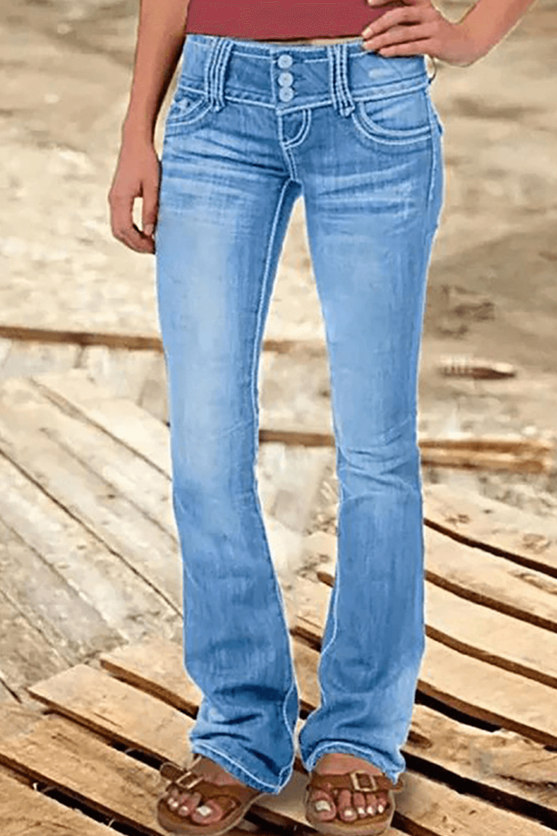 Distressed High Waist Wide Leg Women's Jeans