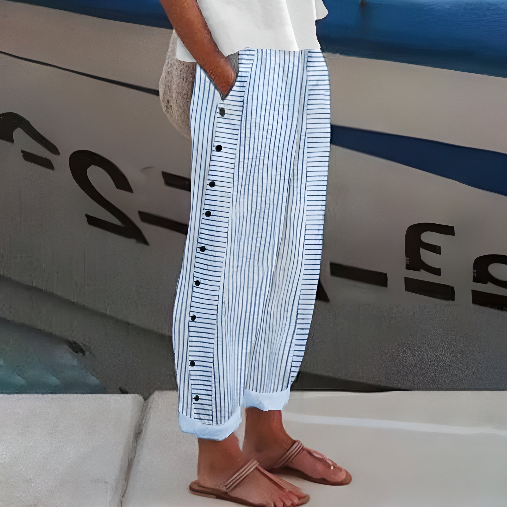Relaxed Fit Pants with Large Side Pockets - Luxivelle