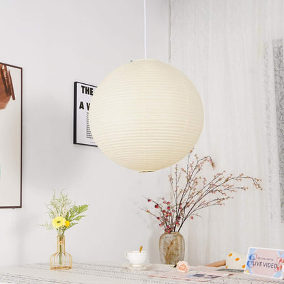 Simple White Cotton Shade Pendant Light with Metal Frame