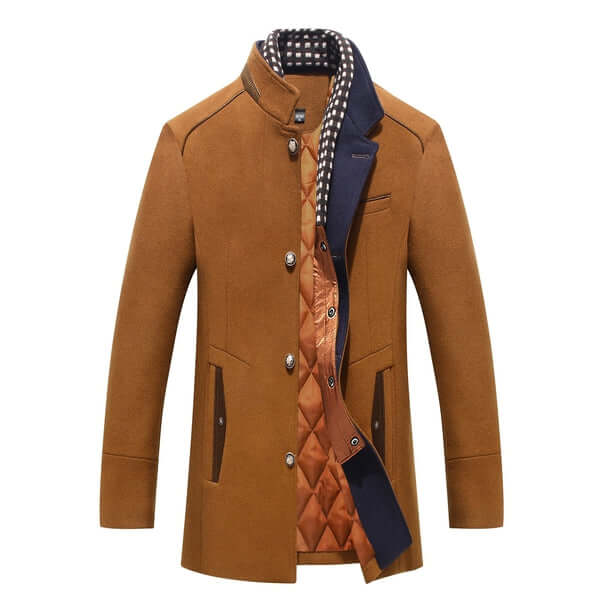 Men's Classic Fit Warm Wool Overcoat - Luxivelle