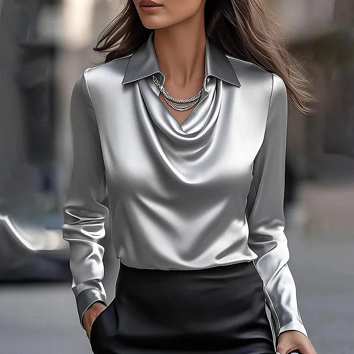 Chic Glossy V Neck Top