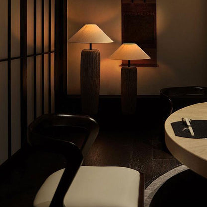 Traditional Wooden Table Lamp with Metal Details