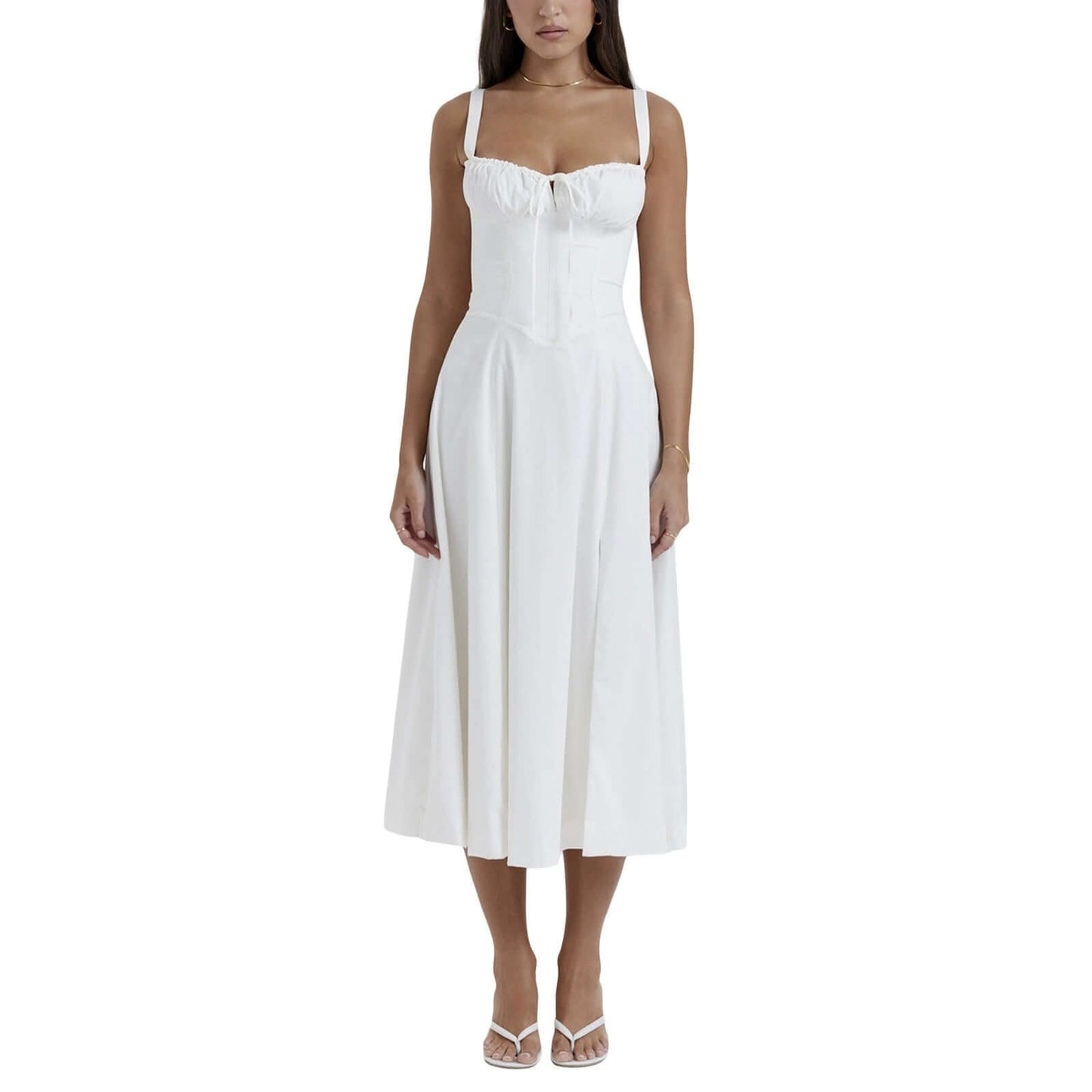 Ladies' Fit Waist Midi Dress with High Slit