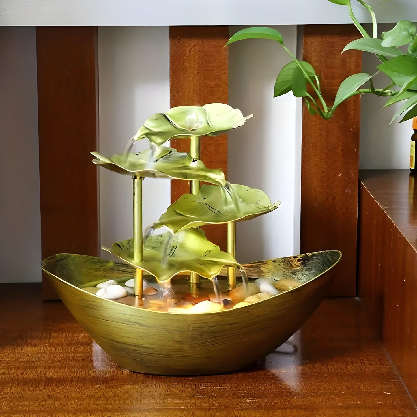 Classic Metal Leaf Table Fountain with LED Light - Luxivelle