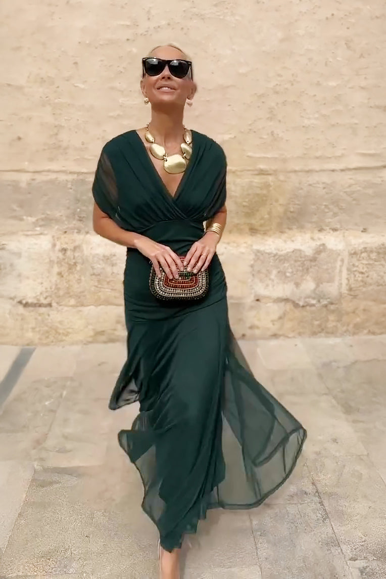 Beautiful V-neck Evening Party Gown Dress