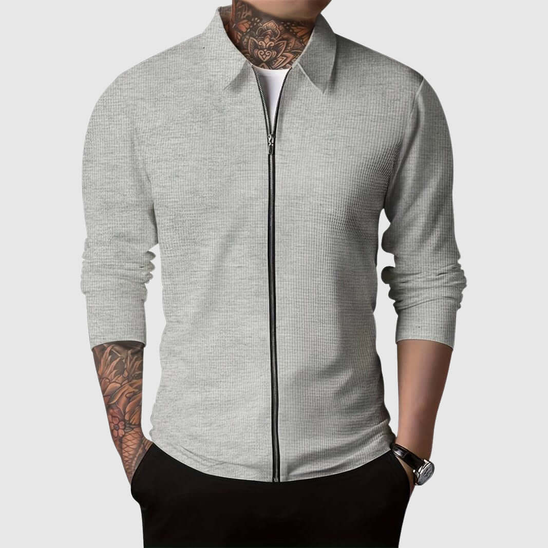 Warm Textured Zip Up Hoodie Jacket
