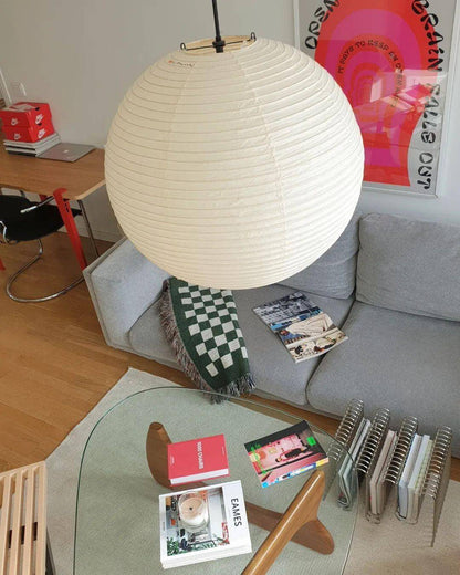 Simple White Cotton Shade Pendant Light with Metal Frame