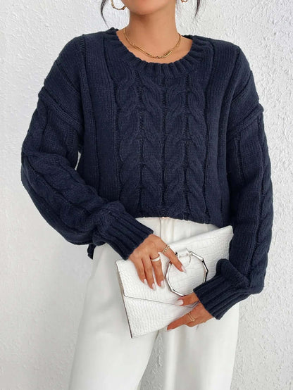 Relaxed Fit Cable Knit Sweater
