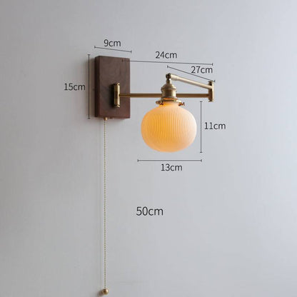Natural Wood Accent Ceramic Table Lamp