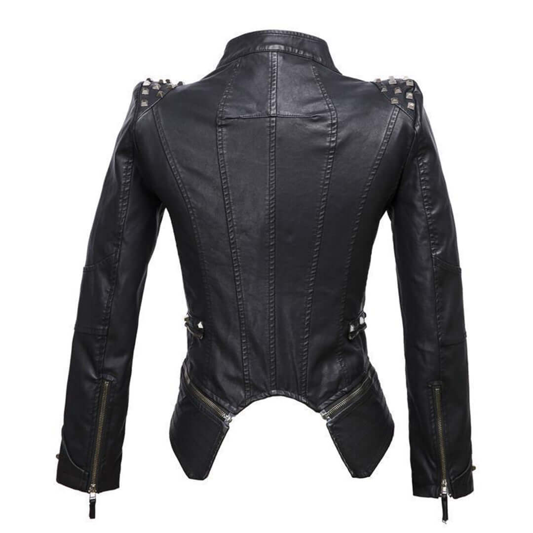Slim Fit Studded Leather Motorcycle Jacket