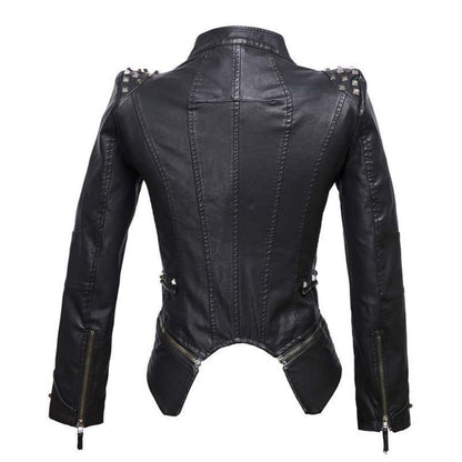 Slim Fit Studded Leather Motorcycle Jacket