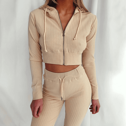 Ladies' Fitted Sport Hoodie Suit - Luxivelle