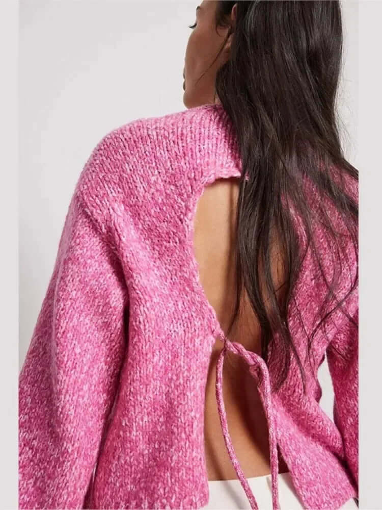 Women's Casual Open Back Long Top - Luxivelle