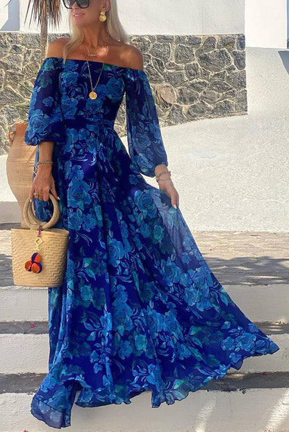 Beautiful Floral Cold Shoulder Maxi Dress - Luxivelle
