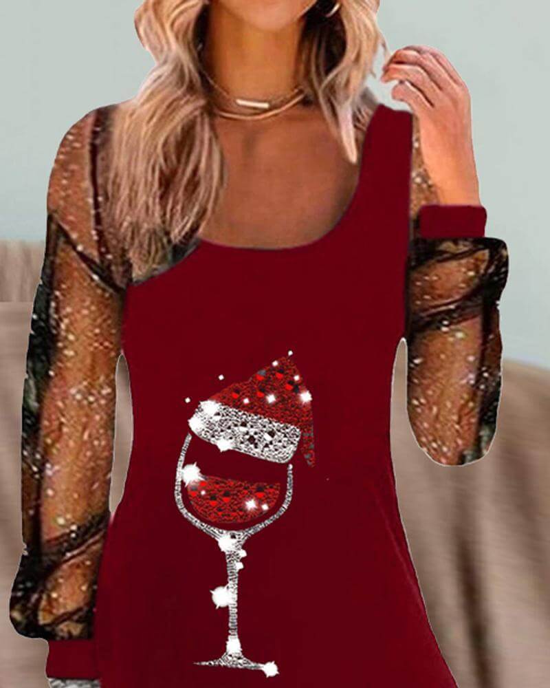 Ladies' Holiday Wine Theme Party Dress