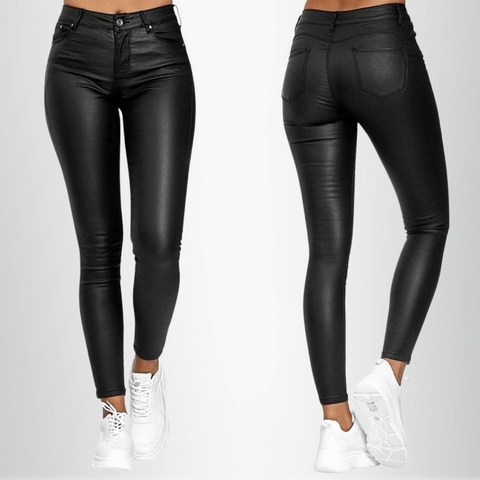 Soft Vegan Leather Pants - Comfortable Fit - Luxivelle