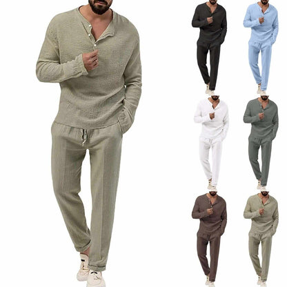 Relaxed Fit Linen Shorts Shirt Set