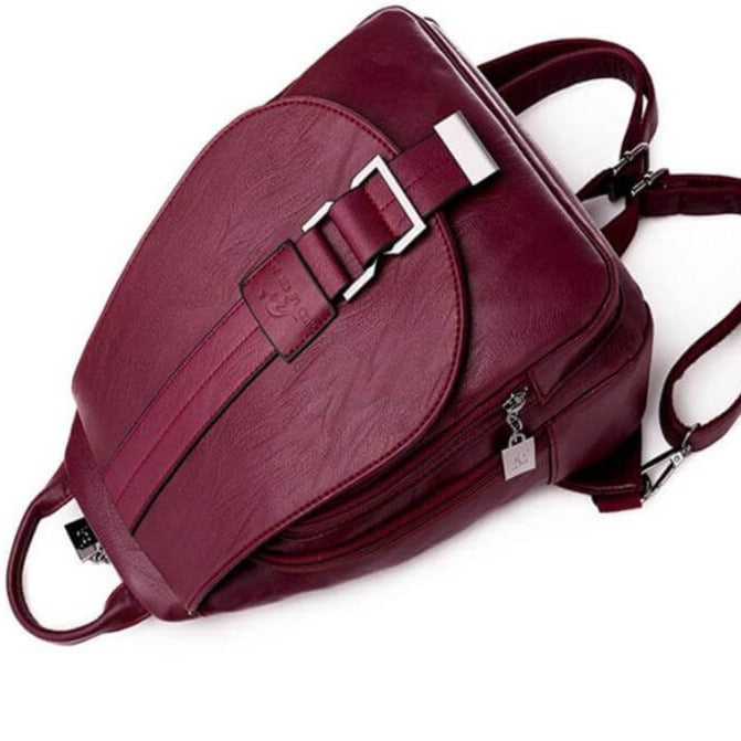 Secure Women's Leather Rucksack - Soft Genuine Sheepskin Backpack