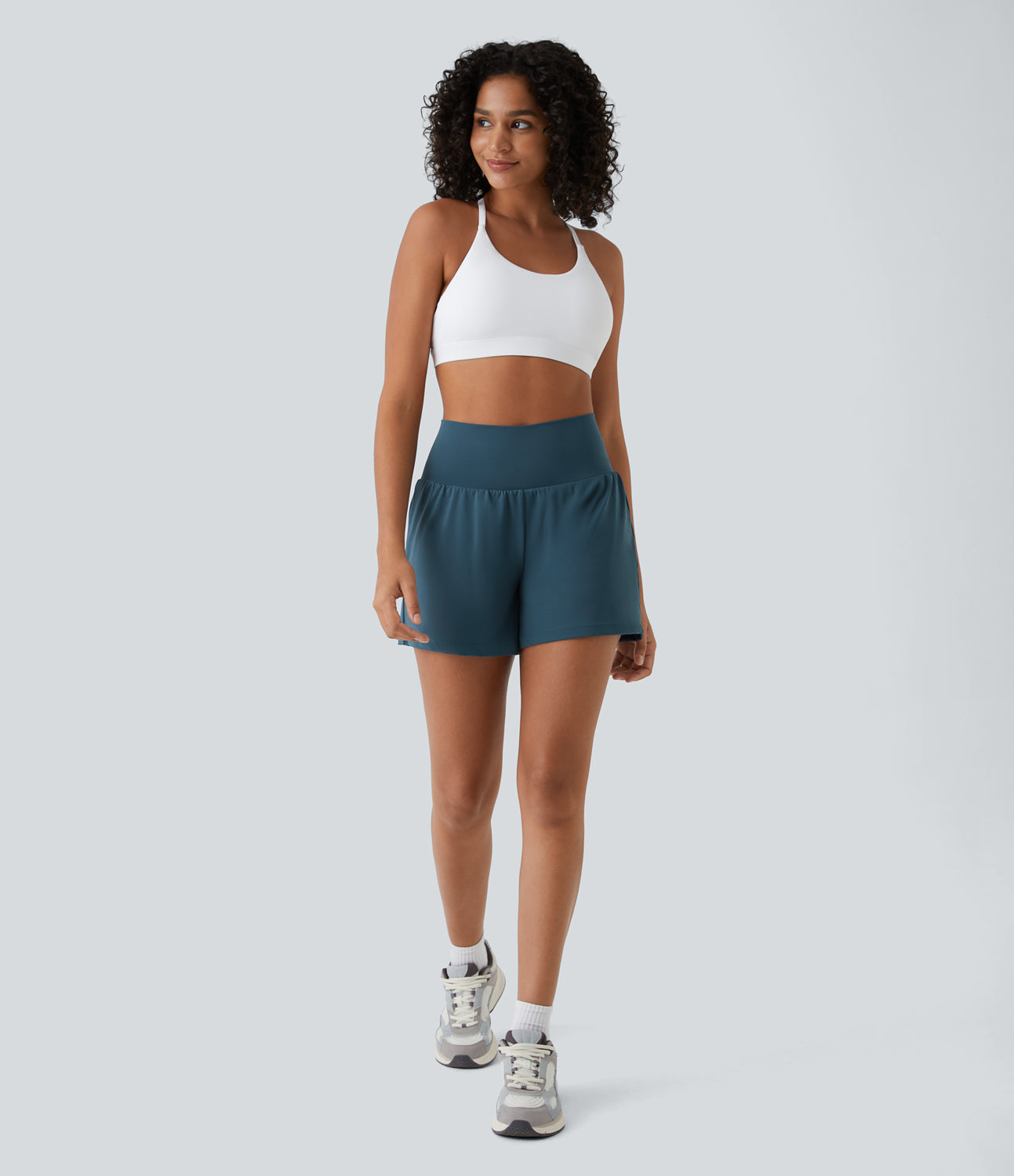 Margarethe Yoga Shorts - 2-in-1 High Waist with Pockets, Breathable Fabric-2