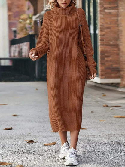 Cozy Crew Neck Sweater Dress - Luxivelle