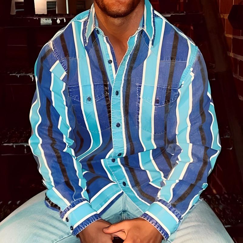 Relaxed Fit Striped Casual Long Sleeve Shirt