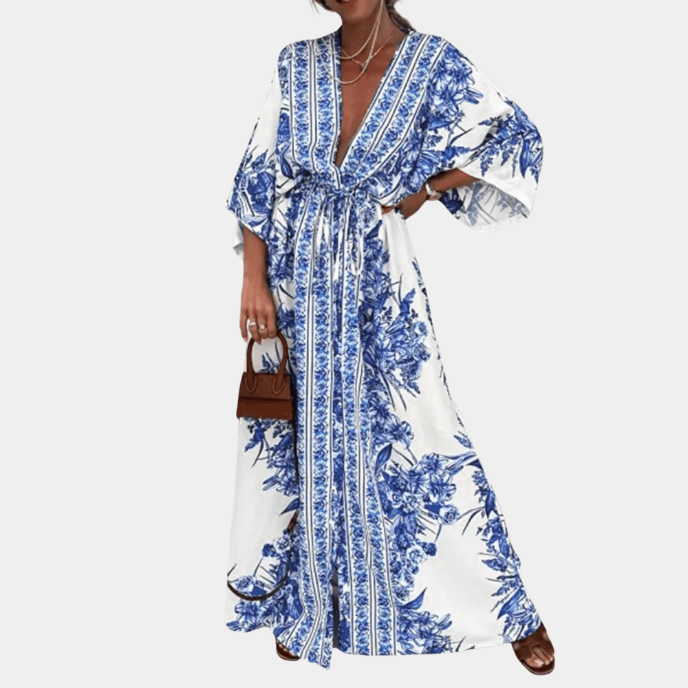 Chic V Neck Women's Polyester Evening Dress - Luxivelle