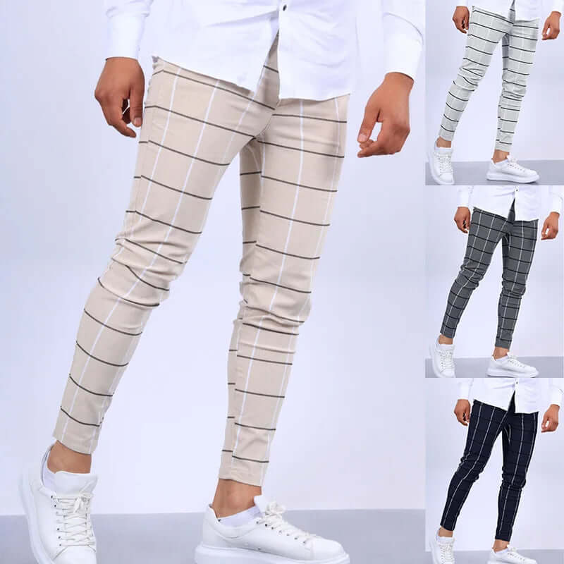Relaxed Fit Plaid Trousers for Men