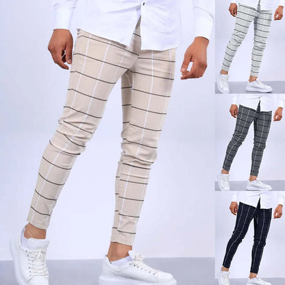 Relaxed Fit Plaid Trousers for Men