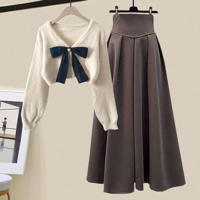 Cozy Knit Top and Flowy Midi Skirt Outfit