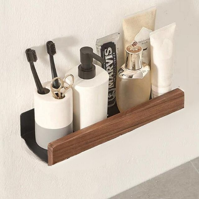 Easy Install Wooden Bathroom Storage Shelf
